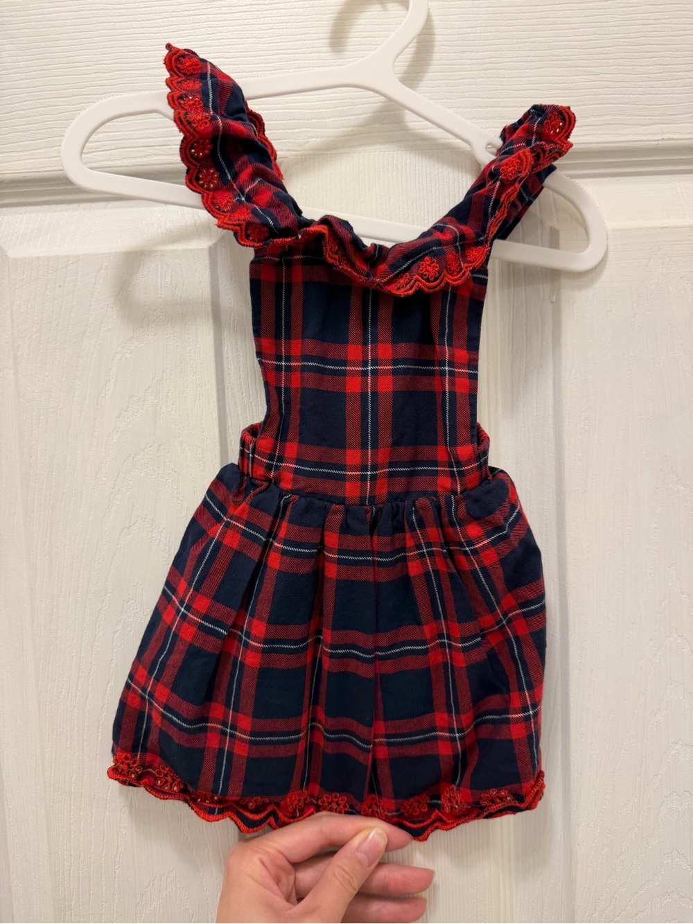 Janie and Jack Red and Navy Plaid Ruffle Strap Dress